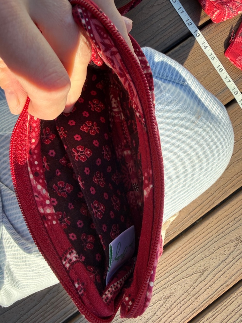 Red Quilted Paisley Cosmetic Bag Set “red mesa paisley” - Picture 8 of 10